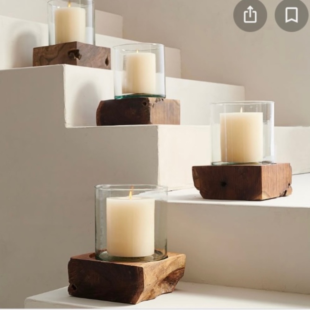 SOLD Pottery Barn Hurricane Candle Holders NEW set of 2